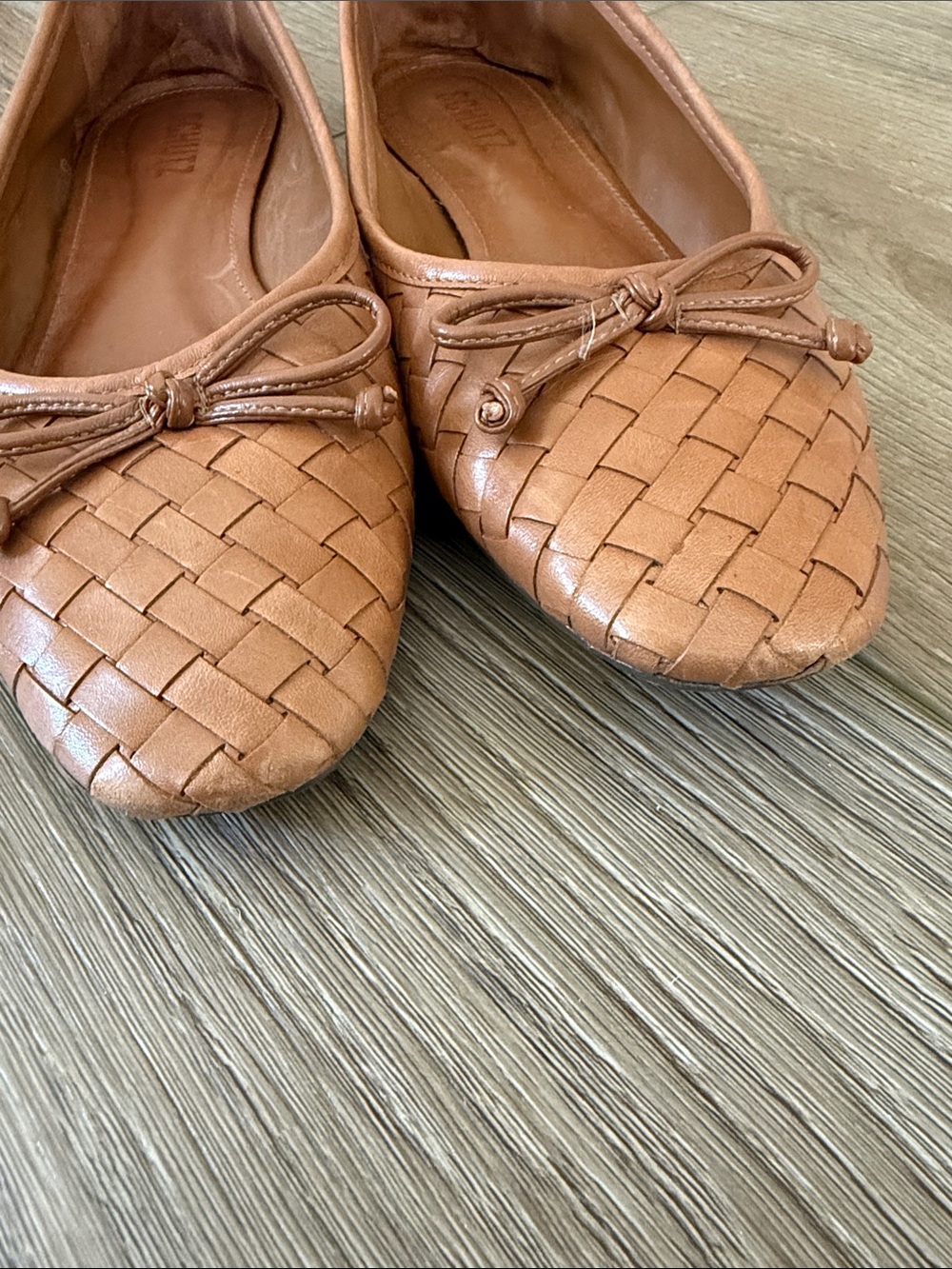 SCHUTZ Woven Leather Ballet Flats in Cognac 7.5 - Picture 4 of 4